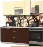 Кухня Интерлиния Мила Пластик 1.5 В (шоколад глянец/ваниль глянец/опал светлый) картинка