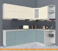 Кухня Интерлиния Мила Матте 1.5x2.4 А правая (слоновая кость-океан-опал светлый) картинка