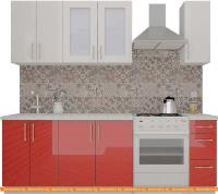 Кухня ВерсоМебель ВерсоЛайн 7-1.7 (белый 001/красный 009) картинка