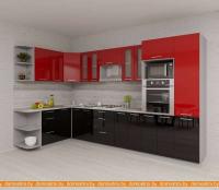 Кухня Интерлиния Мила Gloss 1.68x3.4 левая (красный-черный) картинка