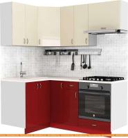 Кухня S-Company Клео глосc 1.2x1.8 левая (бургундский глянец/ваниль глянец) картинка