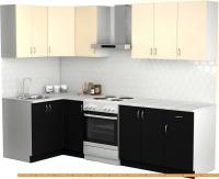 Кухня S-Company Клео лайт 1.2x2.1 левая (черный/песочный) картинка