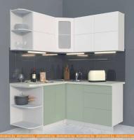 Кухня Интерлиния Мила Матте 1.5x1.6 А правая (белый-мята-опал светлый) картинка