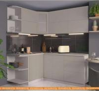 Кухня Интерлиния Мила Матте 1.5x1.9 А левая (луна/луна/травертин серый) картинка