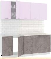 Кухня Кортекс-мебель Корнелия Лира 2.0м (сирень/оникс/мадрид) картинка