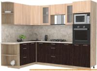 Кухня Интерлиния Мила 1.68x2.6 левая (дуб молочный-дуб венге-малага) картинка