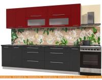 Кухня Интерлиния Мила Пластик 2.7 В (антрацит глянец-красный глянец-кастилло тем) картинка