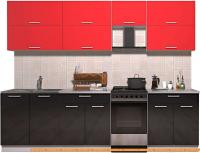 Кухня Интерлиния Мила Gloss 50-27 (красный/черный глянец) картинка