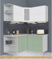 Кухня Интерлиния Мила Матте 1.5x1.4 А правая (белый-мята-опал светлый) картинка
