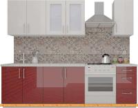 Кухня ВерсоМебель ВерсоЛайн 3-2.0 (белый 001/темно-красный 01) картинка