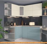 Кухня Интерлиния Мила Матте 1.5x1.8 А левая (слоновая кость/океан/опал светлый) картинка