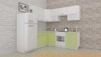Кухня ВерсоМебель ЭкоЛайт-6 1.4x2.3 левая (белый/нежно-зеленый) картинка