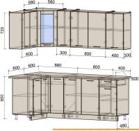 Кухня Интерлиния Мила 12x21 (антрацит/вудлайн кремовый) картинка