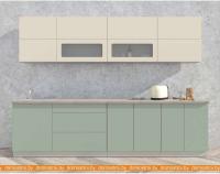 Кухня Интерлиния Мила Матте 2.9 А (слоновая кость/мята/травертин серый) картинка