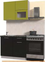 Кухня Интерлиния Мила Пластик 1.8 В (черный глянец/оливк.глянец/кастилло темн.) картинка