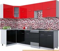 Кухня Интерлиния Мила Gloss 50-12x28 (красный/черный глянец) картинка
