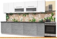 Кухня Интерлиния Мила Пластик 2.9 В (мрамор глянец-белый глянец-кастилло темный) картинка