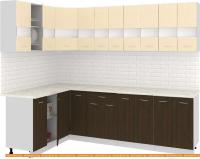 Кухня Кортекс-мебель Корнелия Экстра 1.5x2.6м (венге светлый/венге/мадрид) картинка