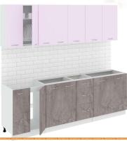 Кухня Кортекс-мебель Корнелия Лира 2.4 без столешницы (сиреневый/оникс) картинка