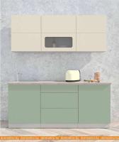 Кухня Интерлиния Мила Матте 1.9 А (слоновая кость/мята/травертин серый) картинка