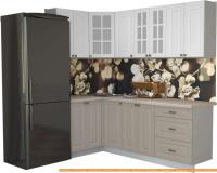 Кухня Интерлиния Мила Деко 1.2x2.2 (белый/луна/травертин серый) картинка