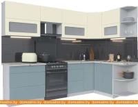 Кухня Интерлиния Мила Матте 1.5x2.8 Б правая (слоновая кость-океан-опал светлый) картинка