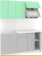 Кухня Кортекс-мебель Корнелия Мара 1.6м (салатовый/серый/королевский опал) картинка