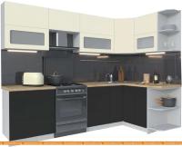 Кухня Интерлиния Мила Матте 1.5x2.7 Б правая (слон кость-пепел-травертин серый) картинка