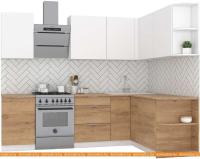 Кухня Интермебель Микс Топ-19 2.1x1.7м прав (бел прем-дуб крафт зол-дуб крафт зол) картинка