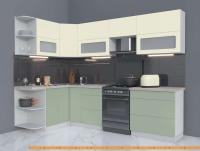 Кухня Интерлиния Мила Матте 1.5x2.8 Б левая (слоновая кость/мята/травертин сер.) картинка