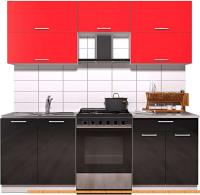 Кухня Интерлиния Мила Gloss 60-21 (красный/черный глянец) картинка