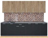 Кухня Интерлиния Мила Лайт 2.6 (дуб золотой-антрацит-дуб бунратти) картинка