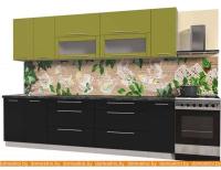 Кухня Интерлиния Мила Пластик 2.8 В (черный гл.-оливковый гл.-кастилло темн) картинка