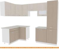 Кухня ВерсоМебель Эко-5 1.4x2.6 левая (крослайн латте/крослайн карамель) картинка