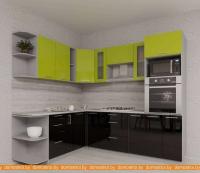 Кухня Интерлиния Мила Gloss 1.88x2.4 левая (яблоня-черный) картинка