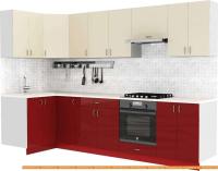 Кухня S-Company Клео глосc 1.2x3.0 левая (бургундский глянец/ваниль глянец) картинка