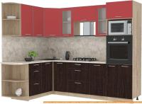 Кухня Интерлиния Мила 1.68x2.6 левая (красный-дуб венге-малага) картинка