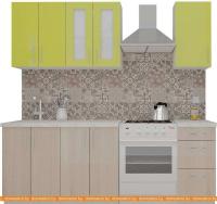 Кухня ВерсоМебель ВерсоЛайн 1-1.6 (зеленый лайм/ясень шимо светлый) картинка