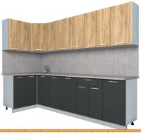 Кухня Интерлиния Мила Лайт 1.2x2.8 (дуб золотой-антрацит-дуб бунратти) картинка