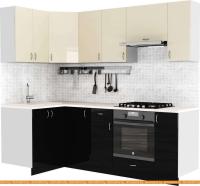 Кухня S-Company Клео глосc 1.2x2.3 левая (черный глянец/ваниль глянец) картинка