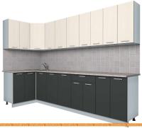 Кухня Интерлиния Мила Лайт 1.2x3.0 (вудлайн кремовый-антрацит-бискайская сосна) картинка