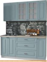 Кухня Интерлиния Мила Деко 1.7Б (океан/травертин серый) картинка