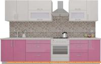 Кухня ВерсоМебель ВерсоЛайн 8-2.6 (белый 001/розовый 011) картинка