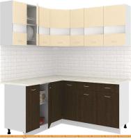 Кухня Кортекс-мебель Корнелия Экстра 1.5x1.7м (венге светлый/венге/мадрид) картинка
