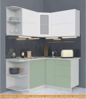Кухня Интерлиния Мила Матте 1.5x1.4 А левая (белый/мята/опал светлый) картинка