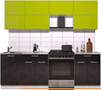 Кухня Интерлиния Мила Gloss 60-23 (яблоко/черный глянец) картинка