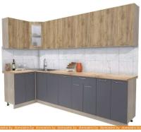 Кухня Интерлиния Мила 12x30 (дуб золотой-антрацит-дуб бунратти) картинка