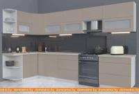 Кухня Интерлиния Мила Матте 1.5x3.5 Б правая (луна-луна-травертин серый) картинка