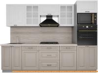 Кухня Интерлиния Мила Деко 2.8 (белый-луна-травертин серый) картинка