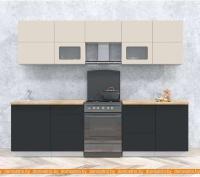 Кухня Интерлиния Мила Матте 2.7 Б (слоновая кость/пепел/травертин серый) картинка